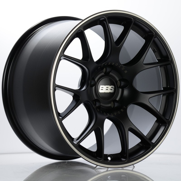 BBS CH-R 19x12 5x130 ET45 CB71.6 Satin Black Polished Rim Protector Wheel w/ Motorsport Etching - CH112BPO-MTSP
