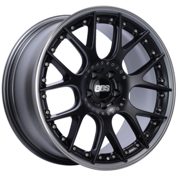 BBS CH-RII 20x11.5 5x130 ET47 CB71.6 Satin Black Center Platinum Lip Stainless Rim Protector Wheel - CH659BPPO