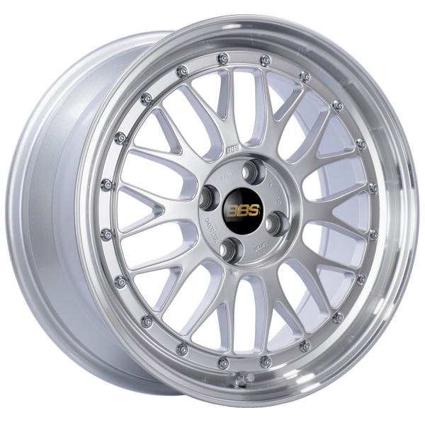 BBS LM 17x7.5 4x100 ET40 Diamond Silver Center Diamond Cut Lip Wheel -70mm PFS/Clip Required - LM198DSPK
