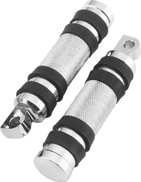Bikers Choice Big Twin & XL Chrome Knurled Male Mount Footpegs W/Rubber Bands Pr. - 490485