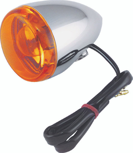 Bikers Choice Chrome Bullet Rear Turn Signal Single Filament Amber Replaces 67104-83 68977-00 - 495536
