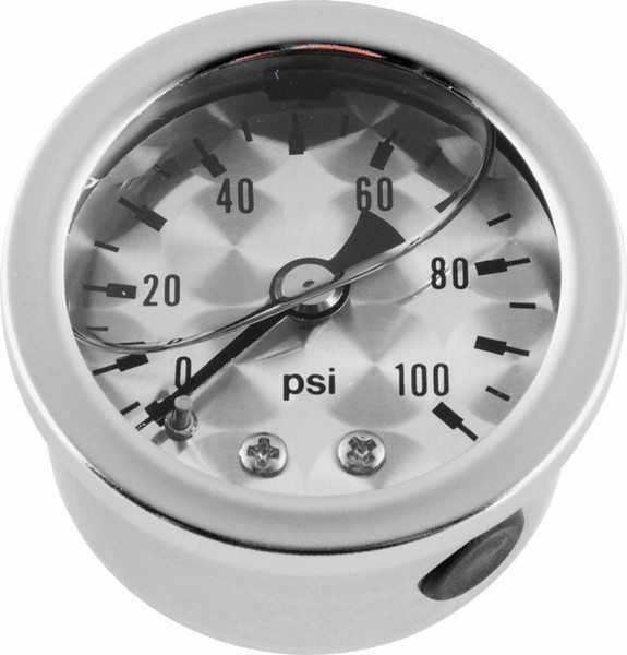 Bikers Choice 0-100 PSI Oil Pressure Gauge Engine Turned Face SS Bezel Liquid Filled Universal Cstm - 496461