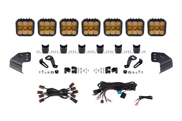 Diode Dynamics Bronco SS5 Pro CrossLink Windshield - Yellow Combo Lightbar Kit - DD7265