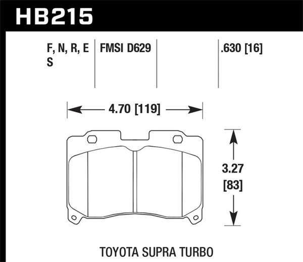 Hawk 93-98 Toyota Supra TT HPS Street Front Brake Pads - HB215F.630