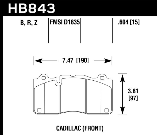 Hawk 2016 Cadillac CTS DTC-70 Front Race Brake Pads - HB843U.604