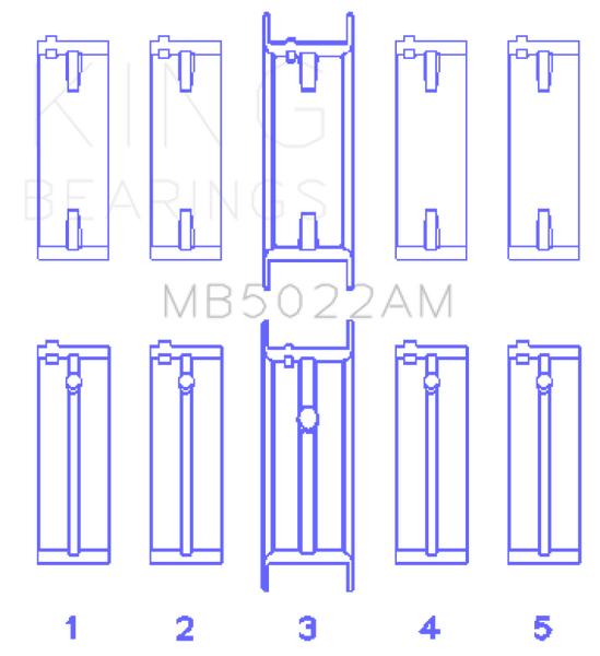King Engine Bearings Hyundai G4Ed/G4Ae/G4Fk (Size +0.50mm) Main Bearing Set - MB5022AM0.5