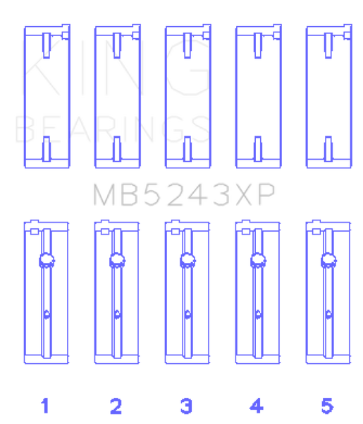 King Nissan SR20DE/DET (2.0L) Performance Main Bearing Set - Size STD - MB5243XP