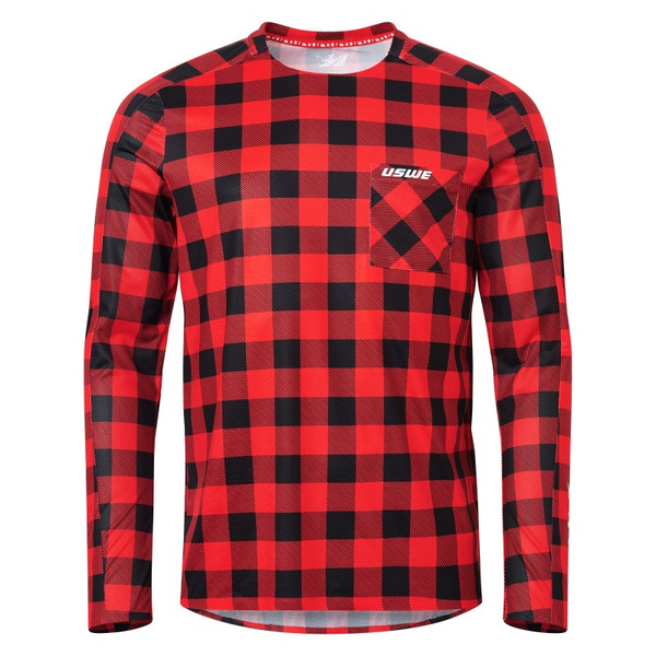 USWE Flannel Long Sleeve Lightweight Off-Road Jersey Flame Red - Small - 80951061400104