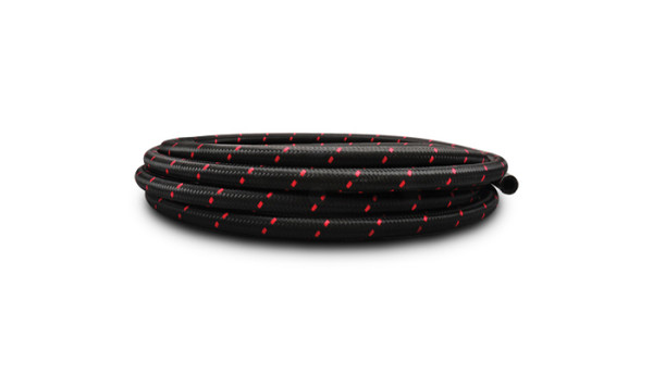 Vibrant -4 AN Two-Tone Black/Red Nylon Braided Flex Hose (5 foot roll) - 11984R
