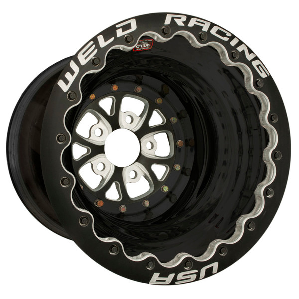 Weld V-Series 16x16 / 5x4.75 BP / 5in. BS Black Wheel - Black Double Beadlock - 84B-616B280UB