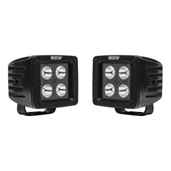 Westin HyperQ LED Auxiliary Lights 3in x 3in cube 20w Flood - Black - 09-12205B-PR