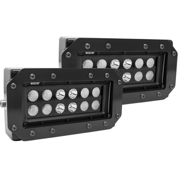 Westin HDX Flush Mount B-FORCE LED Light Kit (Set of 2) w/wiring harness - Black - 57-0025