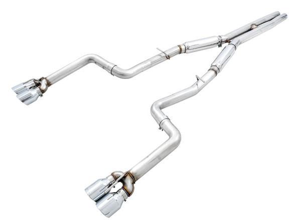 AWE Tuning 2015+ Dodge Challenger 6.4L/6.2L SC Track Edition Exhaust - Quad Chrome Silver Tips - 3015-42136