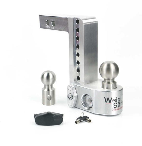 Weigh Safe 8in Drop Hitch w/Built-in Scale & 2in Shank (10K/12.5K GTWR) - Aluminum - WS8-2