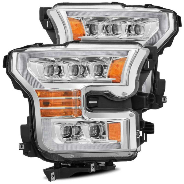 AlphaRex 17-20 Ford Raptor NOVA LED Proj Headlights Plank Style Chrm w/Activ Light Sequential Signal - 880151