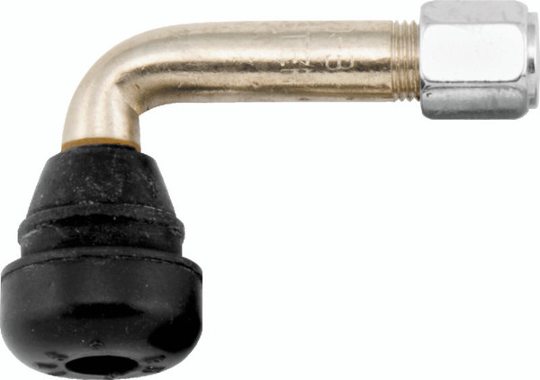 BikeMaster Valve Stem 90Deg Chrome w/Rubber Ea - 151415