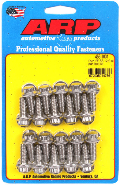 ARP Ford FE SS 12pt Oil Pan Bolt Kit - 455-1801