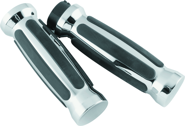 Bikers Choice 81-17 XL & Big Twin Dual Cable Chrome & Black Sensation Grips Pr - 498414