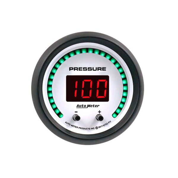 Autometer 52.4mm White Switchable 0-1600 PSI/0-110 BAR Fluid Pressure Phantom Elite Digital Gauge - 6752-PH