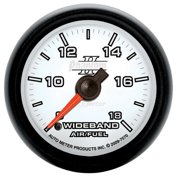 Autometer Phantom II 52mm Full Sweep Electronic 8:1-18:1 AFR Wideband Air/Fuel Ratio Analog Gauge - 7570