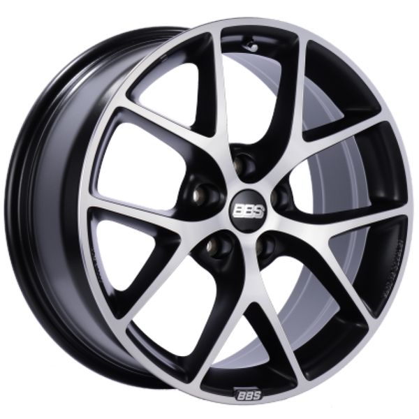 BBS SR 17x7.5 5x100 ET37 Satin Black Diamond Cut Face Wheel -70mm PFS/Clip Required - SR040VGPK