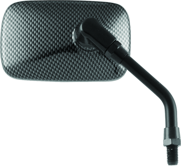 BikeMaster Mini Rectangle Mirror 10mm - Carbon Fiber - Each - 600007