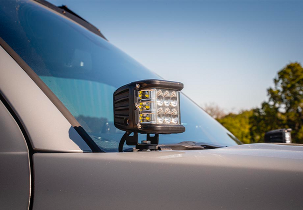 Cali Raised 10-24 Toyota 4Runner Low Profile Led Ditch Light Brackets Kit - Brackets W/3X2 18W Amber - CR2496