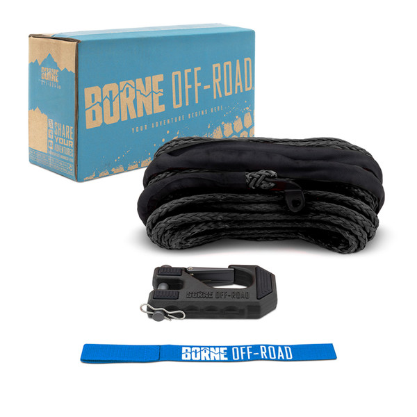 Borne Off-Road Winch Hook - 3/8in Rope - Hand Strap - Black - BNWN-SR-38-85KBK