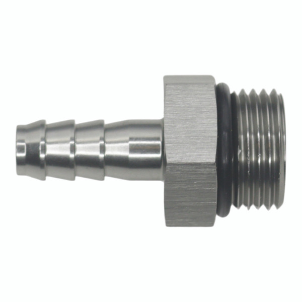 DeatschWerks 8AN ORB Male to 5/16in Male Triple Barb Fitting (Incl O-Ring) - Anodized DW Titanium - 6-02-0512