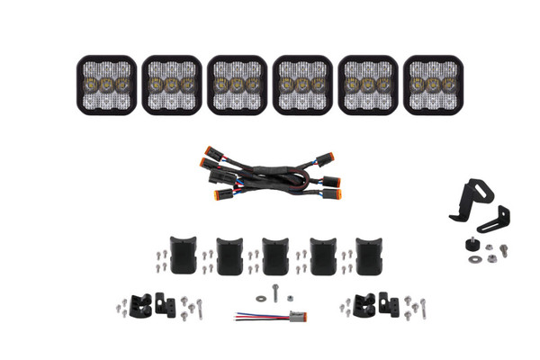 Diode Dynamics SS5 Pro Universal CrossLink 6-Pod Lightbar - White Combo - DD7244