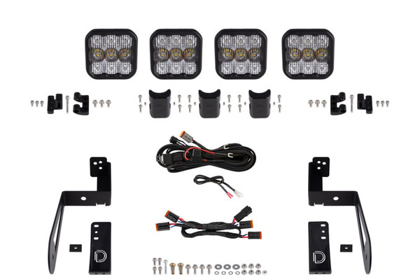 Diode Dynamics Jeep JK SS5 4-Pod CrossLink Grille Lightbar Kit Pro - White Combo - DD7272