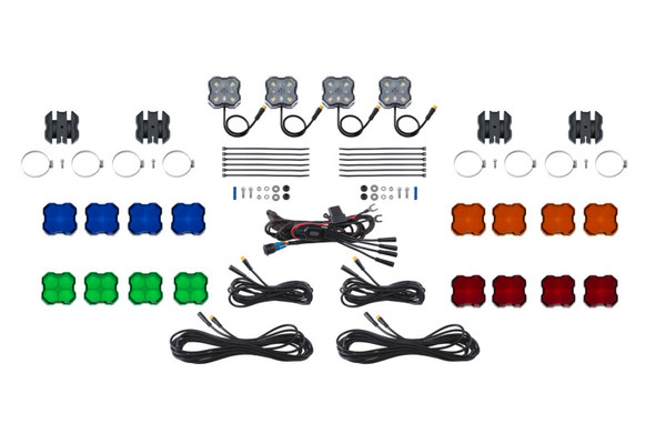 Diode Dynamics Stage Series SXS Rock Light Installer Kit - White Diffused M8 (4-pack) - DD7750