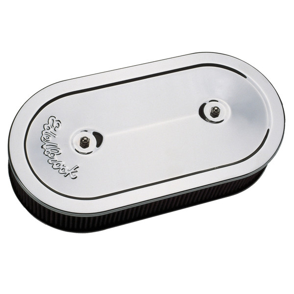 Edelbrock Air Cleaner Pro-Flo Series Oval Steel Top 13 5In X 7In X 3 5In Dual Carburetor Chrome - 1235