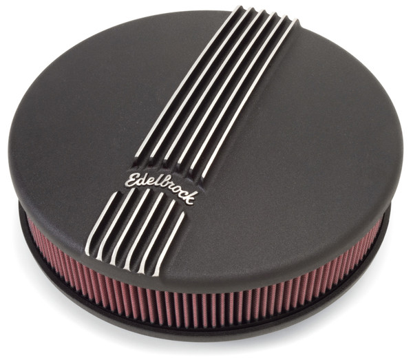Edelbrock Air Cleaner Classic Series Round Aluminum Top Cloth Element 14In Dia X 3 9In Black - 41173