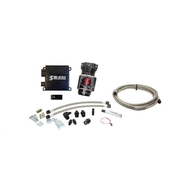 Snow Performance Stg 2 Boost Cooler Prog. Engine Mount Water Inj. Kit (SS Braided Line/4AN) w/o Tank - SNO-20010-BRD-T