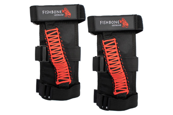 Fishbone Offroad Paracord Grab Handles w/Three Straps Red - FB55280