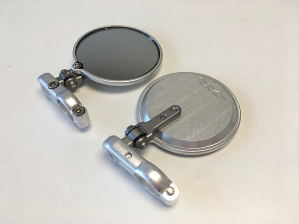 CRG Hindsight Folding 3 in. Round Bar-End Mirror Left - Silver - HSLS-201-L
