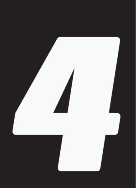 Hardline Dirt Digits 3pk 4 in. - High Gloss Number 4 - White - DD43W-4