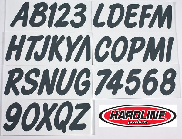 Hardline Boat Lettering Registration Kit 3 in. - 400 Dark Grey Solid - GRY400EC