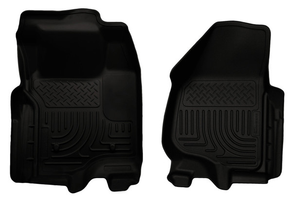 Husky Liners 11-12 Ford Super Duty Crew & Extended Cab WeatherBeater Front Row Black Floor Liners - 18731
