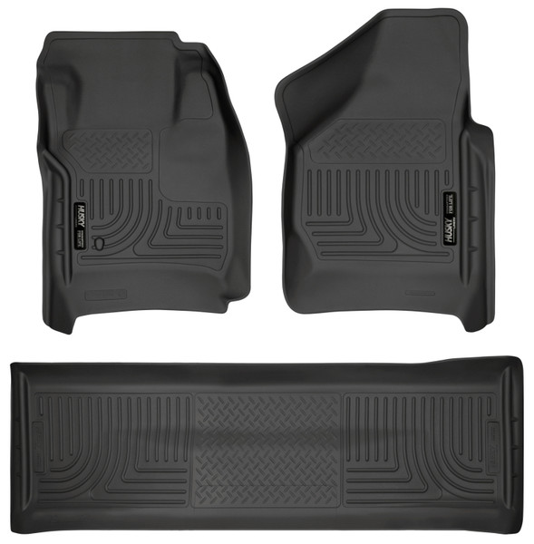 Husky Liners 08-10 Ford SD Crew Cab WeatherBeater Combo Black Floor Liners (w/o Manual Trans Case) - 98381