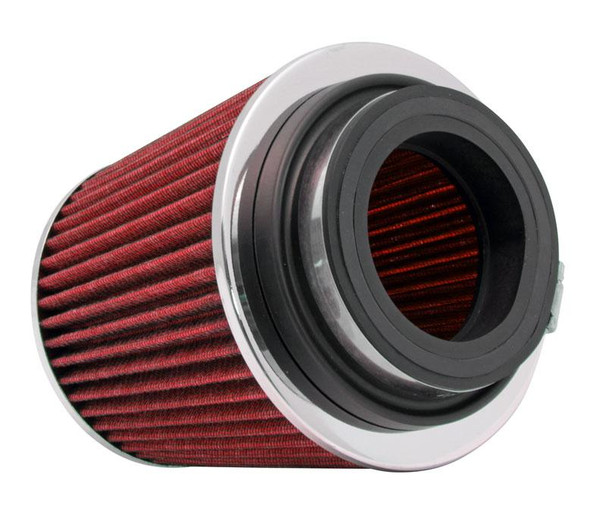 K&N Universal Air Filter Chrome Round Tapered Red - 4in ID x 1.125in L x 5.5in H (Multi Lingual) - RG-1001RD-L