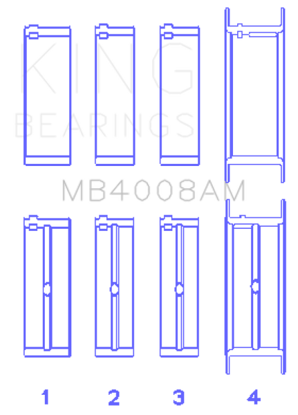 King Nissan VG20E/VG20DET V6 (Size 0.25) Main Bearing Set - MB4008AM0.25