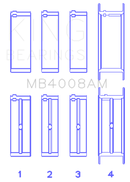 King Nissan VG20E/VG20DET V6 (Size 0.5) Main Bearing Set - MB4008AM0.5