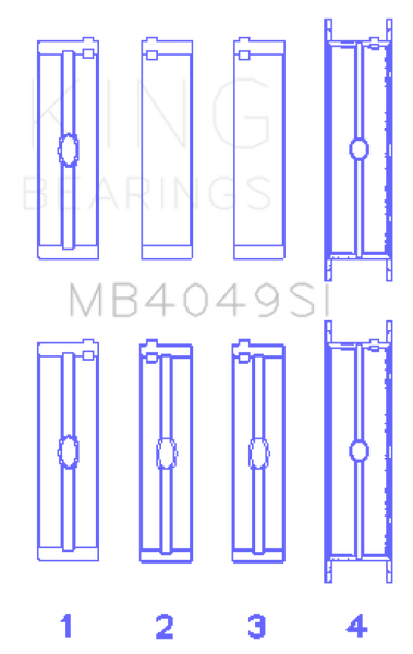 King Engine Bearings Opel C25Xa/X25Xa (Size +0.25mm) Main Bearing Set - MB4049SI0.25