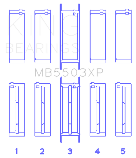King Ford V8 351ci 5.8L 16V (Size .010 Oversized) Performance Main Bearing Set - MB5503XP010