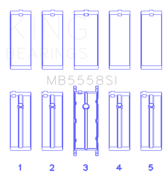 King Engine Bearings Ford R6A/114Ci 1.9L/121Ci 2.0L (Size +0.25mm) Main Bearing Set - MB5558SI0.25