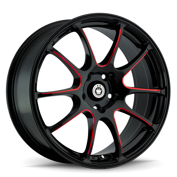 Konig Illusion 17x7 5x100 ET40 Black/Ball Cut Red - IL7751040R