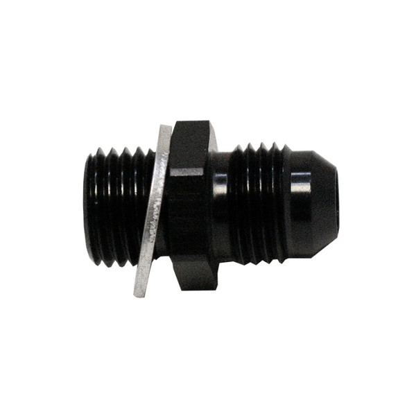 DeatschWerks 6AN Male Flare to M14 X 1.5 Male Metric Adapter (Incl Washer) - Anodized Matte Black - 6-02-0614-B