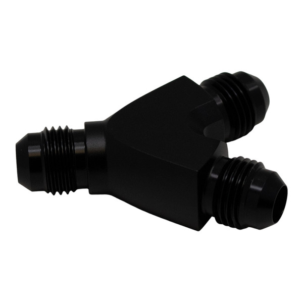 DeatschWerks 6AN Male Flare to 6AN Male Flare to 6AN Male Flare Y Fitting - Anodized Matte Black - 6-02-0701-B